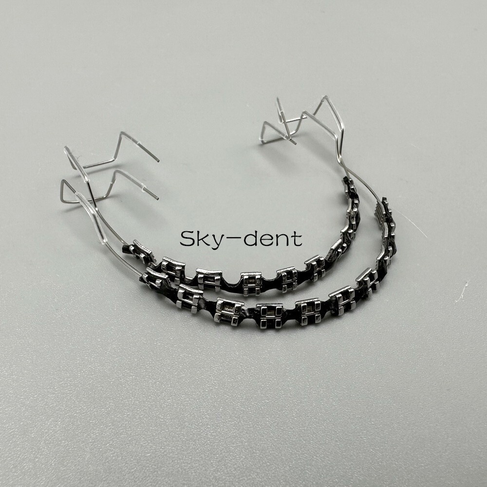 2Pcs/Pack Temporary Tooth Decoration with Metal Bracket Orthodontic Power Chains