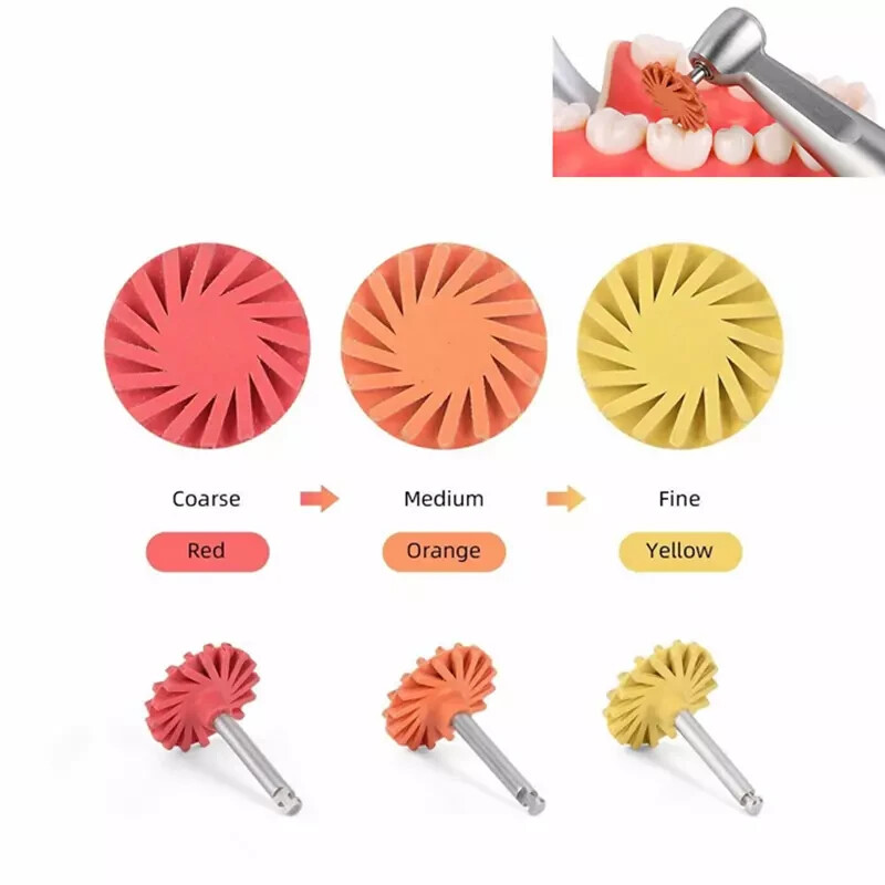 6 Pcs Dental Twist RA Polishing Wheels Burs Diamond Zirconia Discs Kit Ceramic