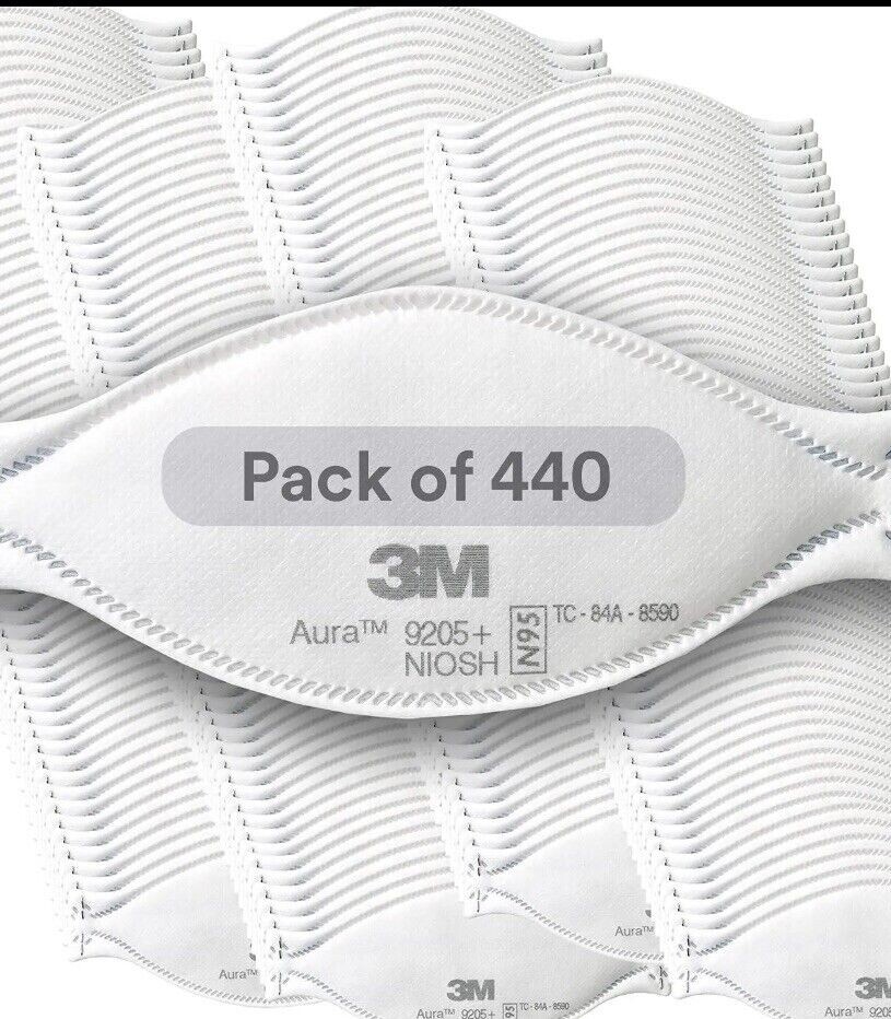 3M Aura 9205+ N95 NIOSH Approved Particulate Respirator Masks. New. Case of 440