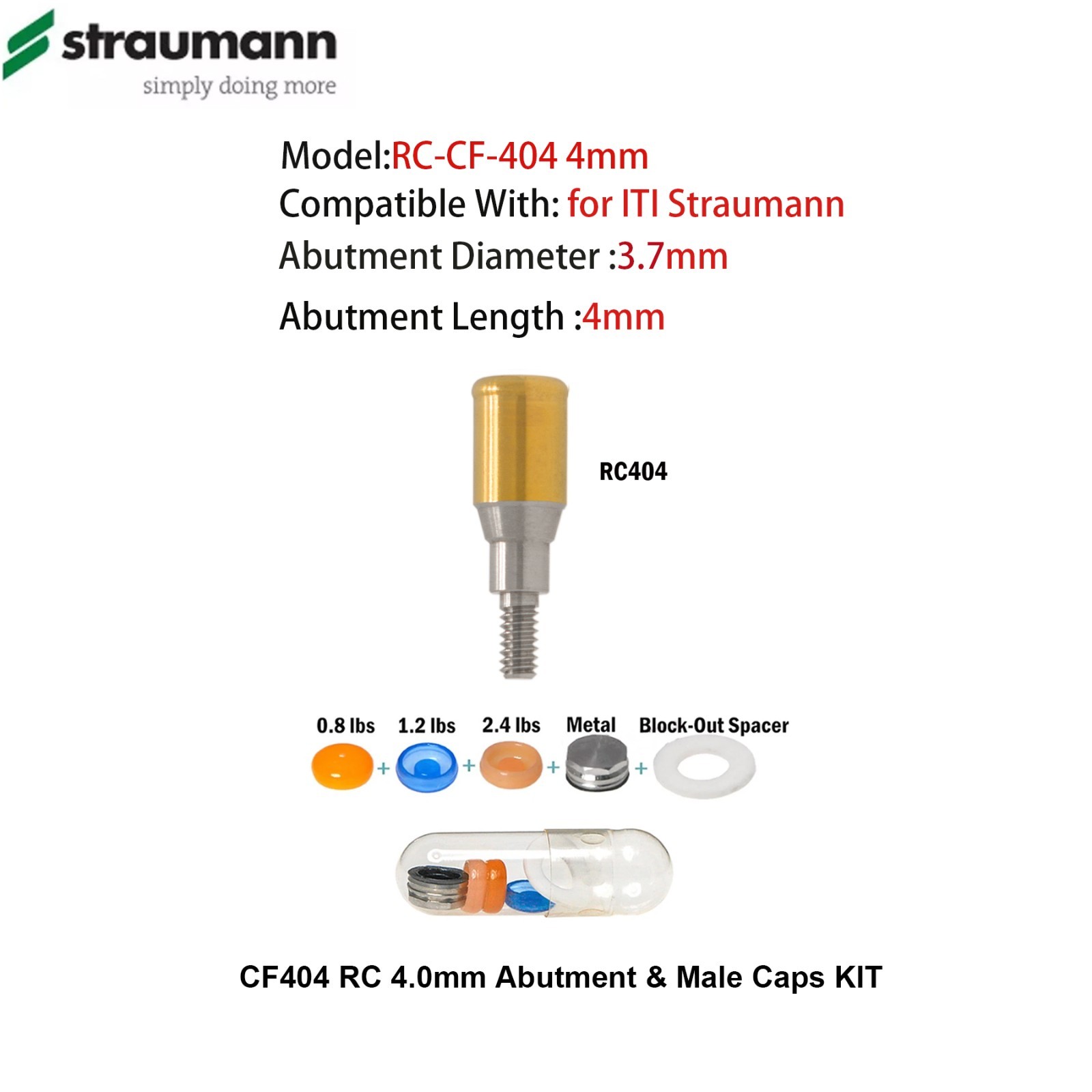 Locator Abutment & Retention Caps Compatible Straumann Bone Level Narrow/Regular