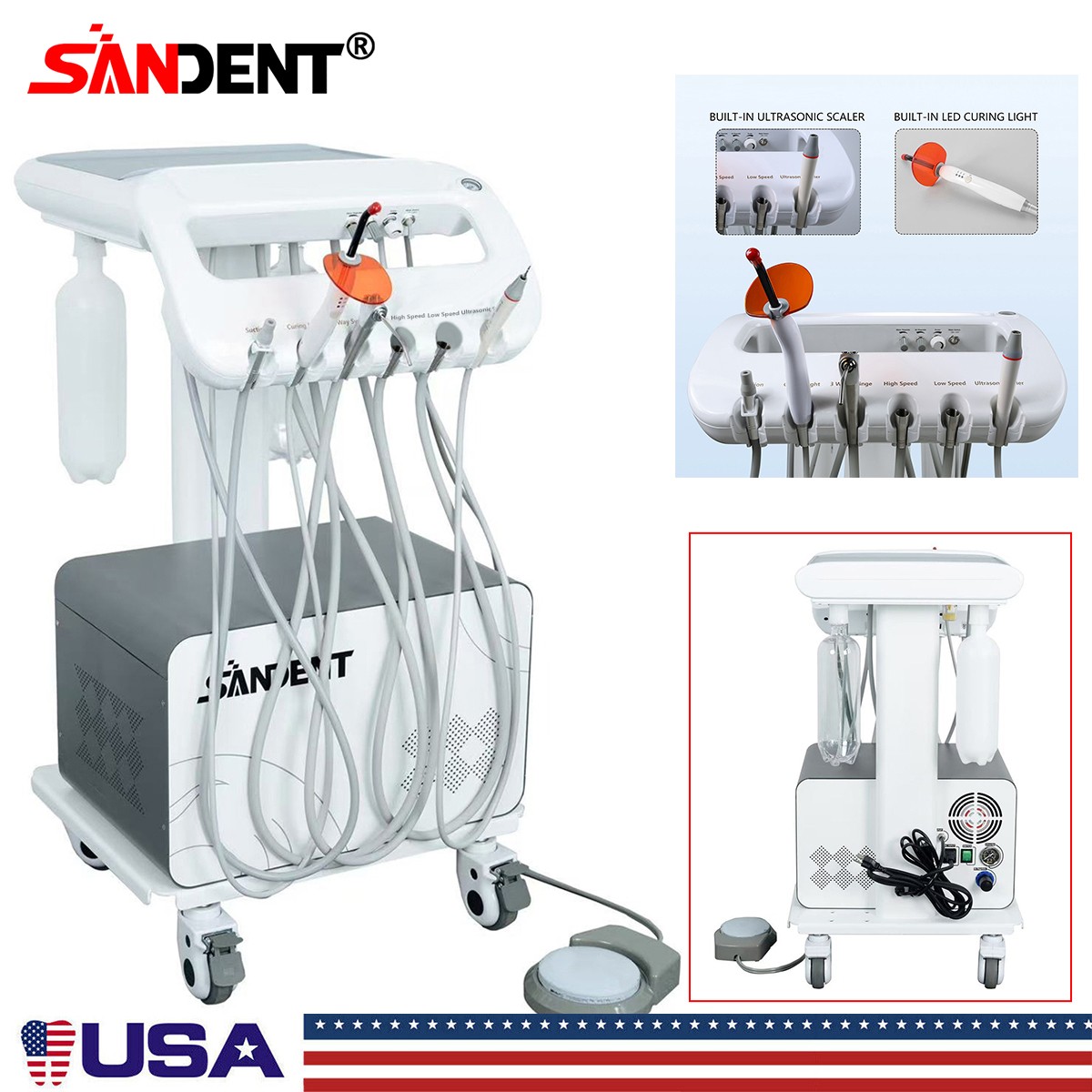 Veterinary Dental Unit with Foot Control Portable for Animal Oral Care &Cleaning