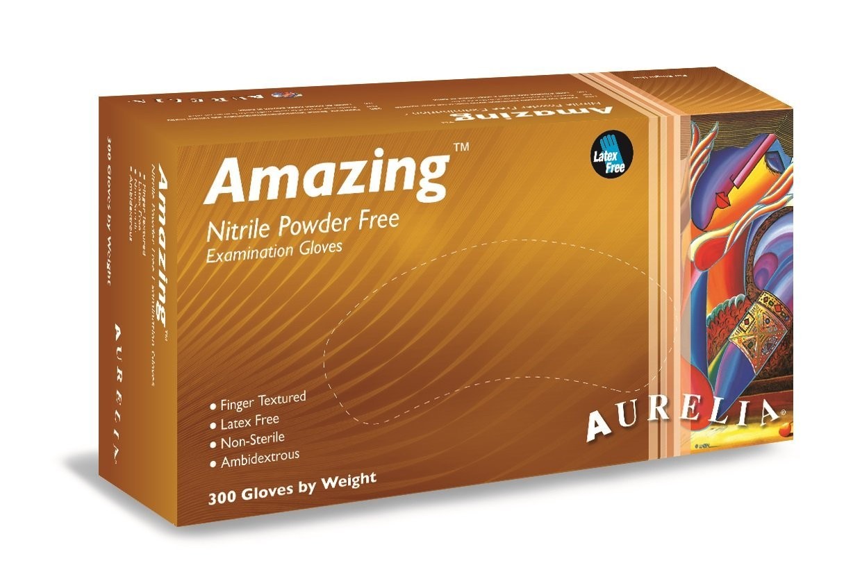 Supermax 92888 Aurelia Amazing Nitrile Gloves Large Violet Powder Free 300/Bx