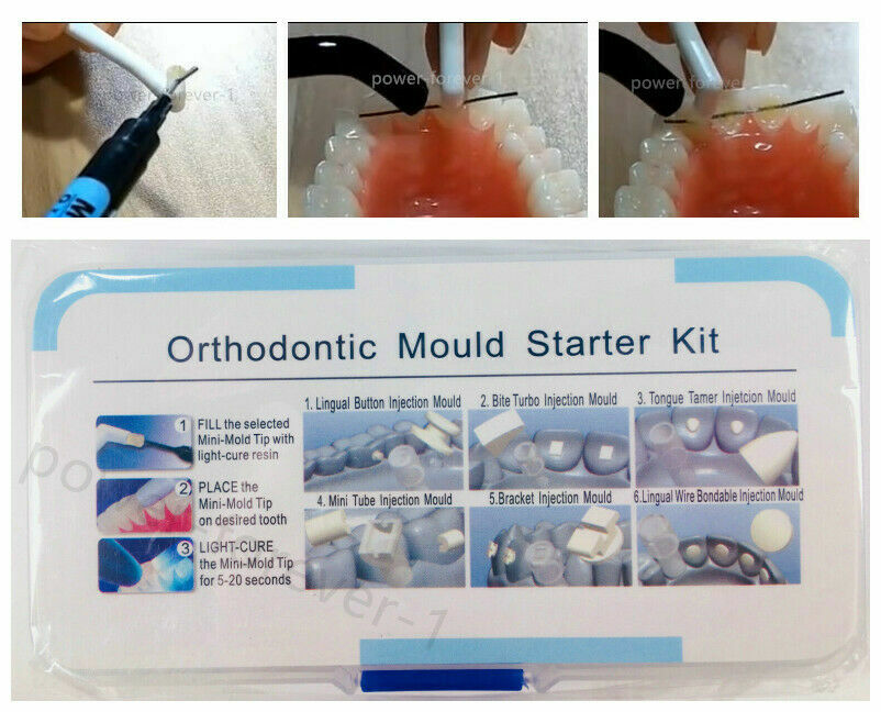 5Kits Dental Orthodontic Mini Mould Injection Lingual Wire Button Bite Brackets