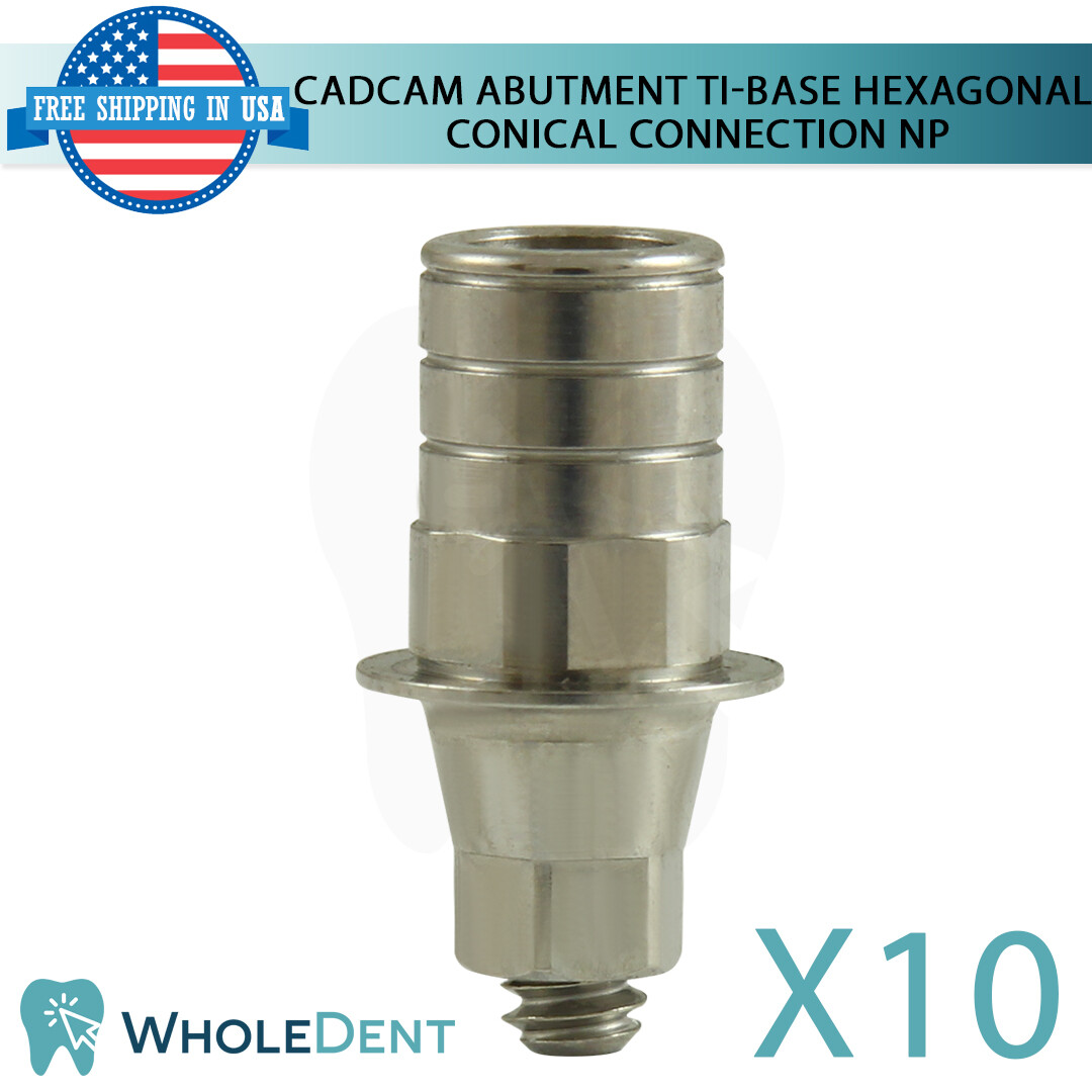 10x Dental Anti Rotational Ti-Base CAD/CAM Narrow Platform NP Int Hex 2.25mm