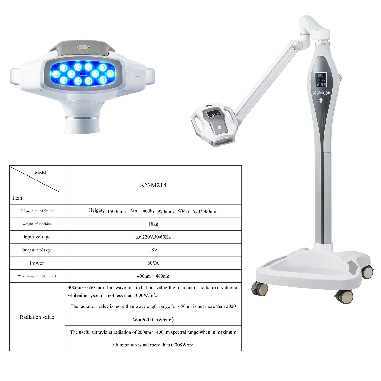 60W Dental LED Bleaching System Teeth Whitening Lamp with Double Screen 12 LEDs