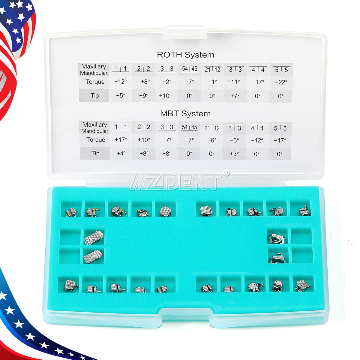 AZDENT Dental Brackets&Tubos bucales ortodoncia autoligables Roth 022 345 Hooks