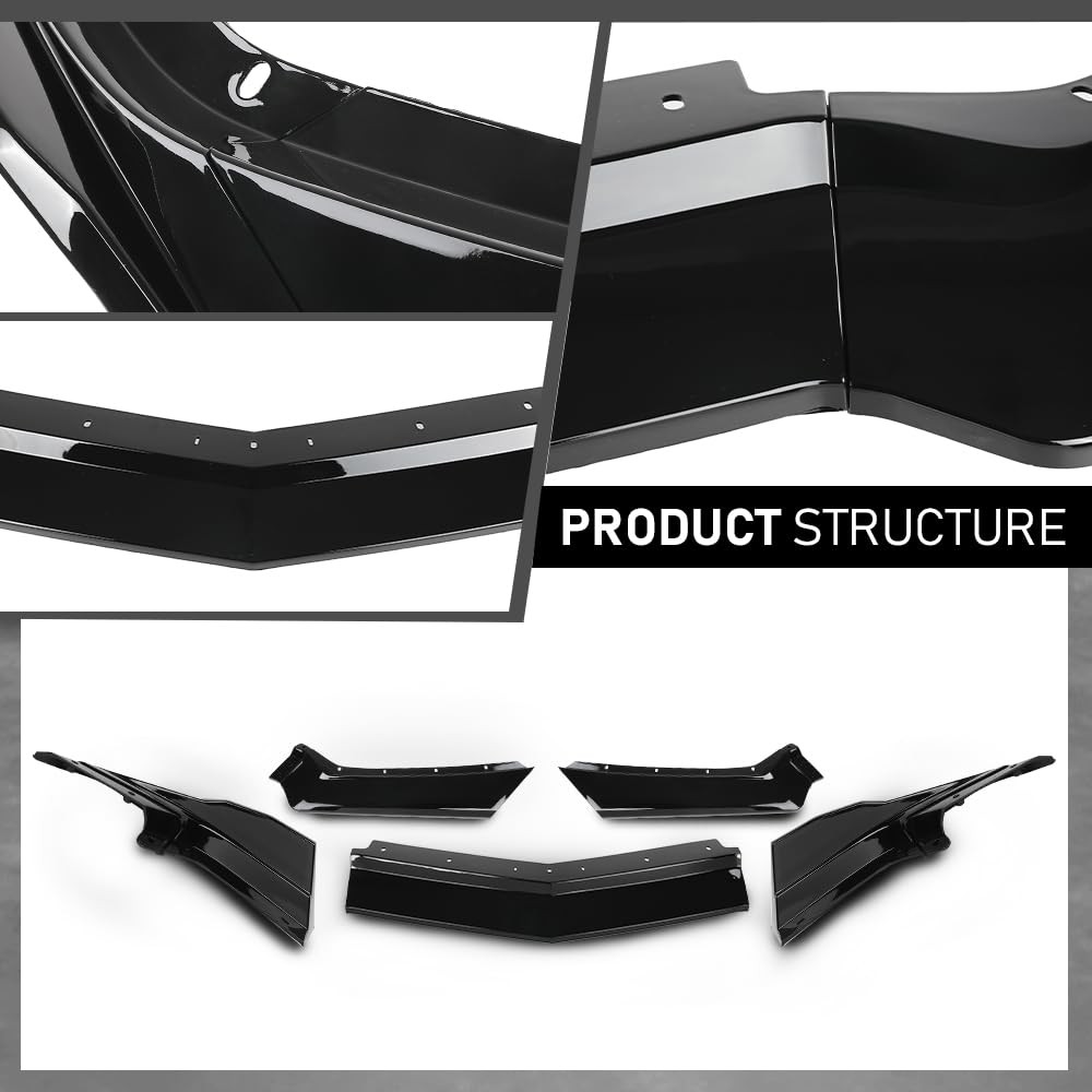 Front Bumper Lip Splitter Compatible Chevy Corvette C8 All Model 2020-2024 Black