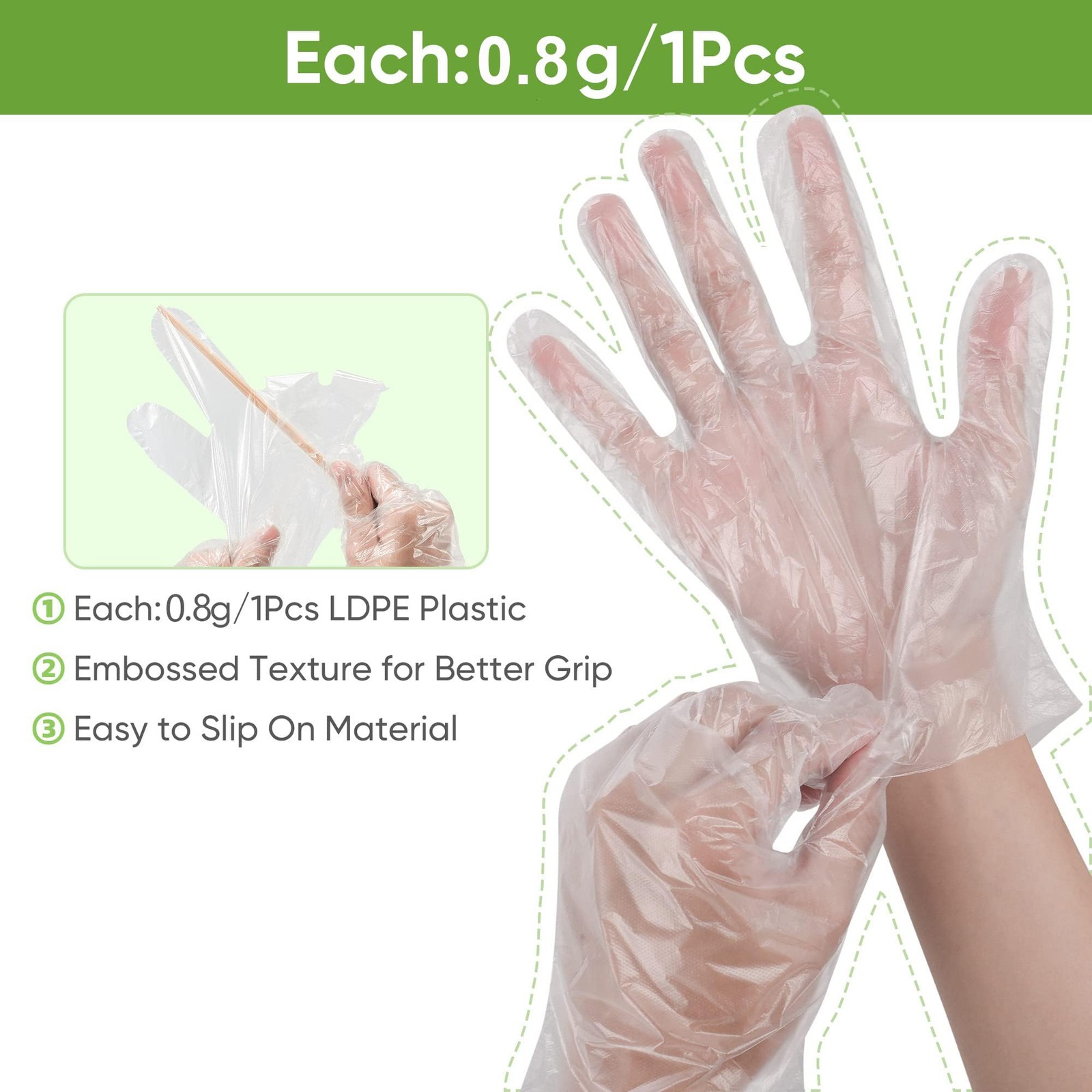 500 Count Disposable Plastic Food Prep Gloves for Food Handling House Cleaning