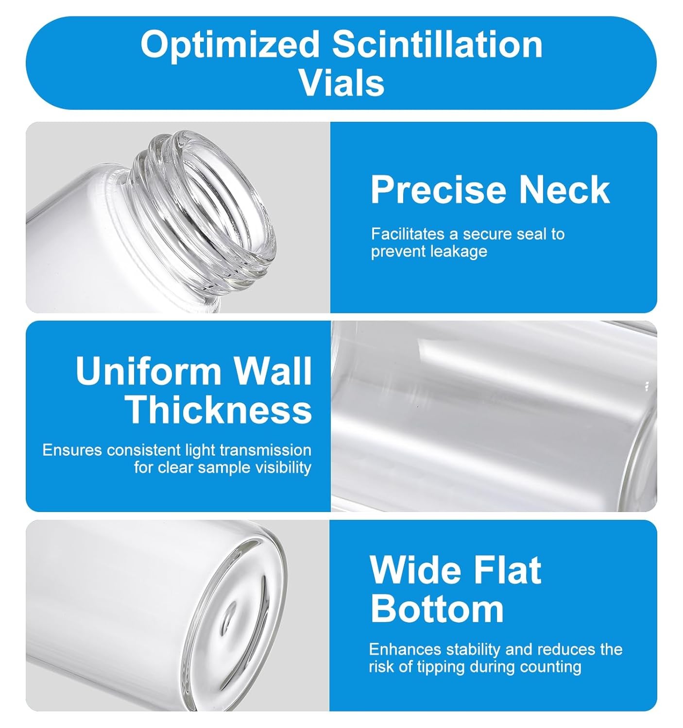 100/200/300/400/500/1000/2000/3000x 20mL Scintillation Vials Aluminum Foil Liner