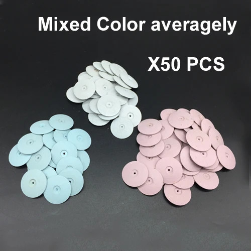 50Pcs Blue/White/Red Dental Polishing Wheels Burs Silicone Polishers Disk Coarse