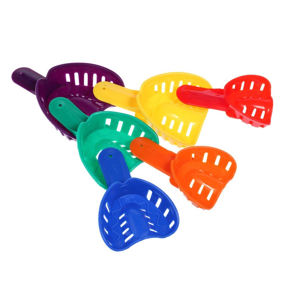 24 Pcs/2 sets Dental Impression Autoclavable Tray Plastic 6 Sizes Adult/Child