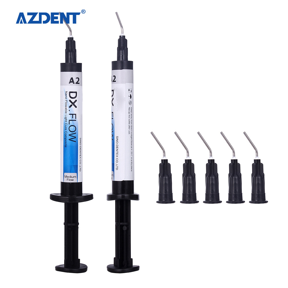 Dental Dentex Flowable Light Cure Composite Resin Medium Flow Syringes A2 Shade