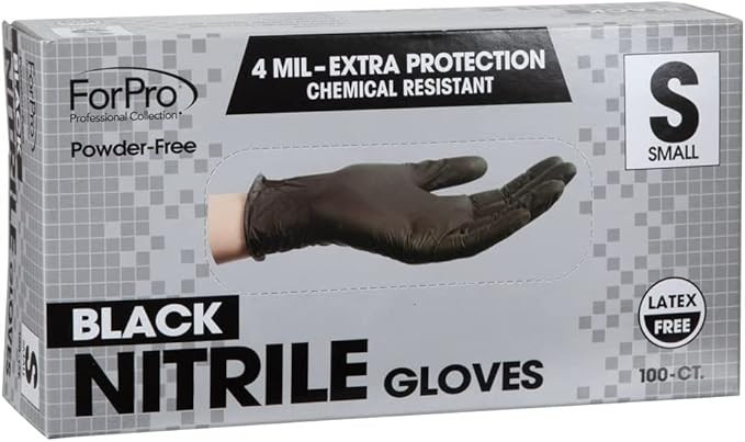 ForPro Disposable Nitrile Gloves, Chemical Resistant, 4 Mil, Small, 1000 Ct