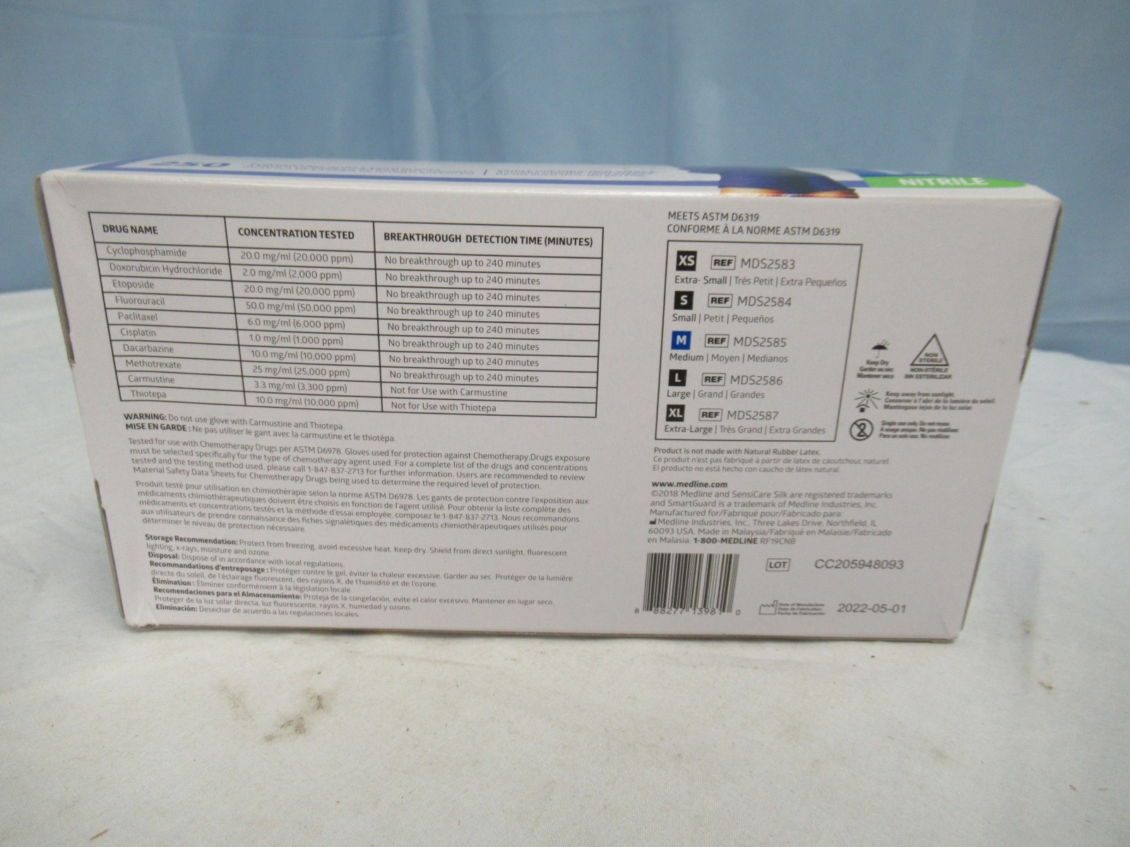 Medline SensiCare SmartGuard Nitrile SILK Gloves Size Medium 250ct MDS2585 (P3)