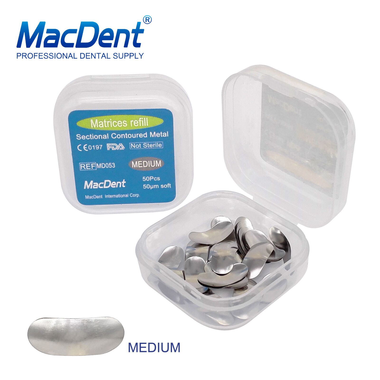 100×Dental Matrices Sectional Contoured Metal Soft Band Matrix Refill 50μm S/M/L
