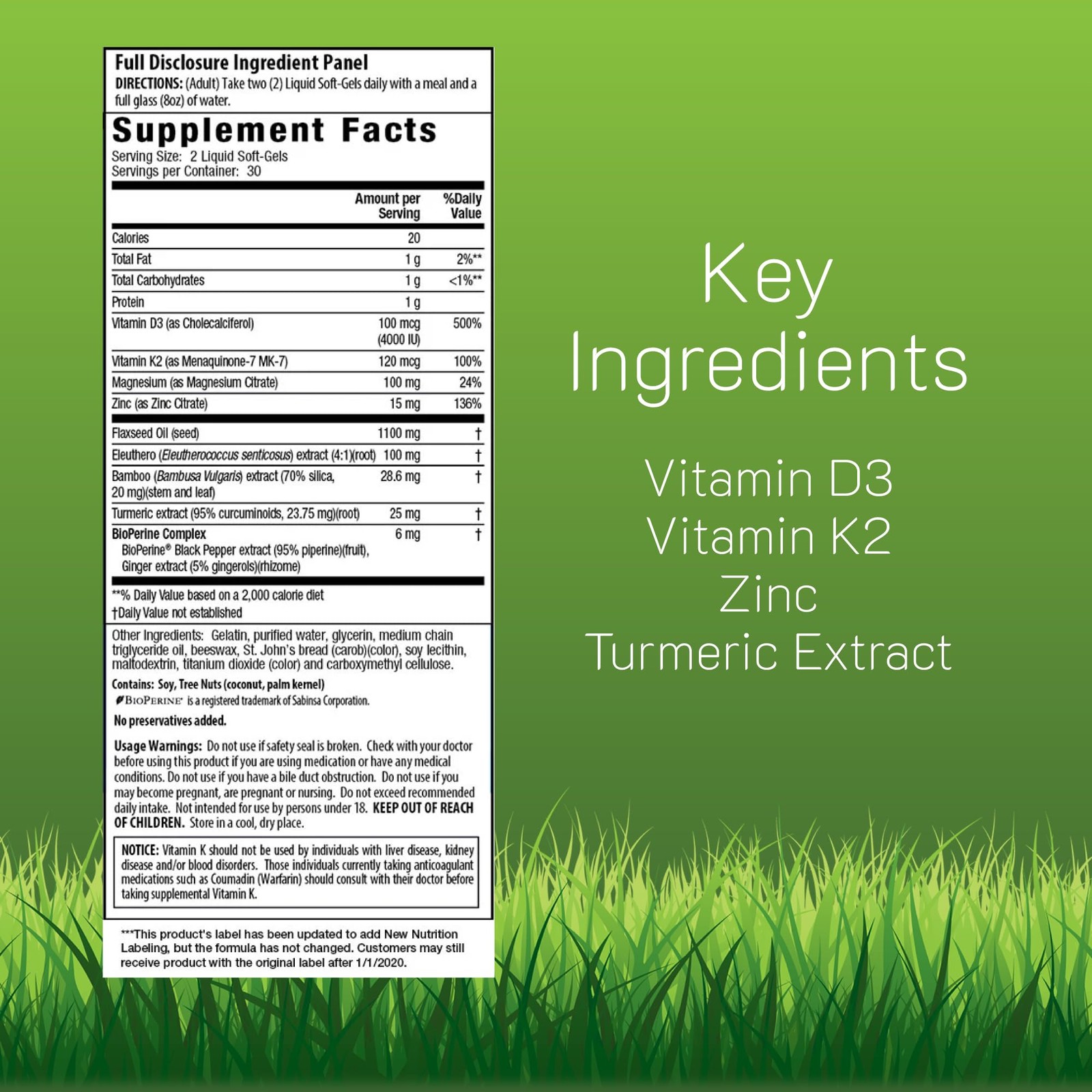 Irwin Naturals High Potency Mega D3 & K2 + Turmeric 60 Count (Pack of 1)