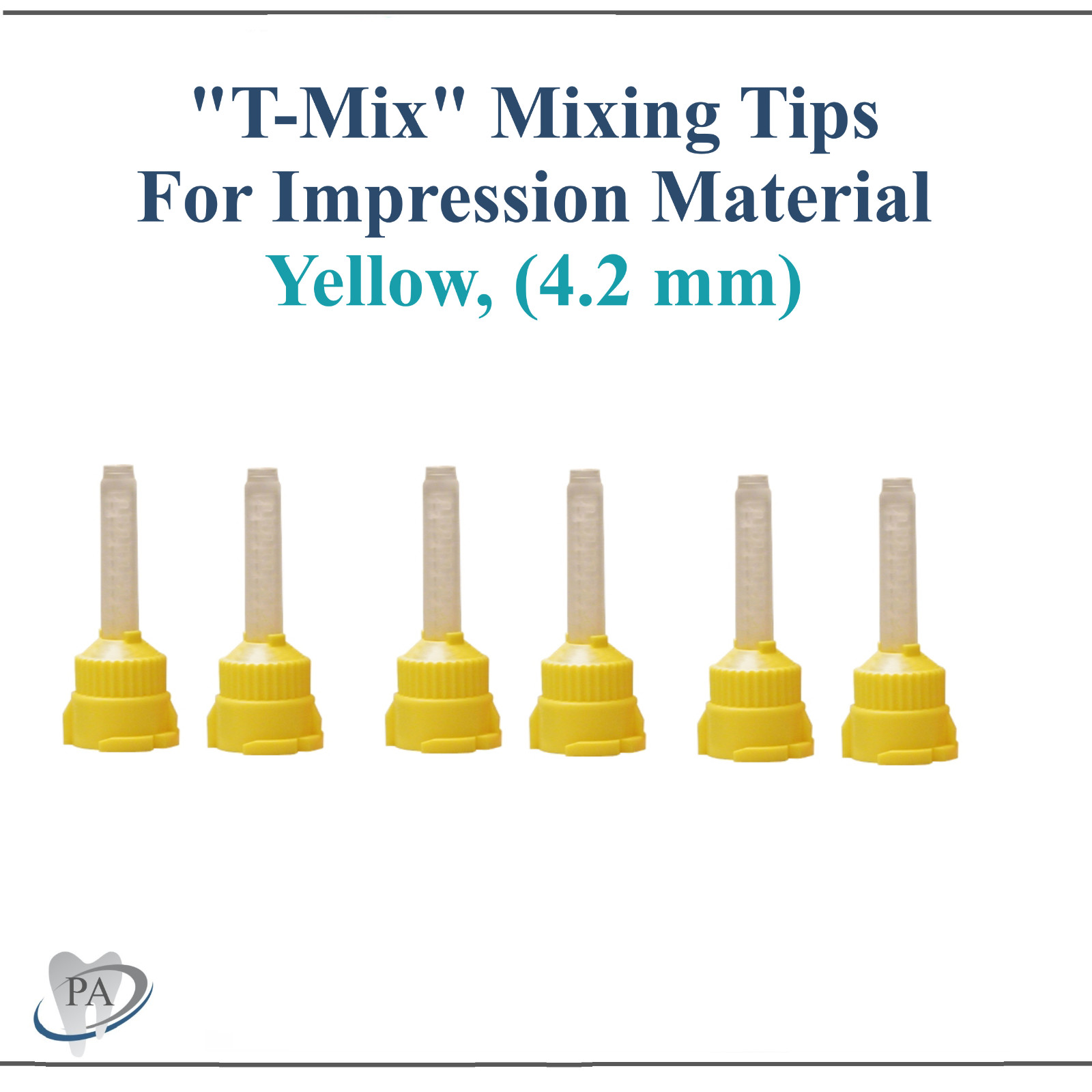 Dental HP «T» Mix Tips (Short) For HB VPS Impression Material, Yellow, 4.2mm