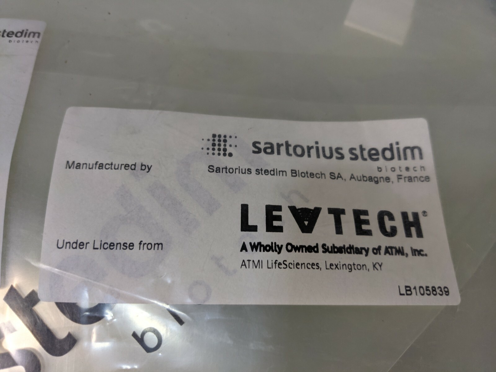 Sartorius Stedim Flexel Cubical Levmixer 650L Bag TPE/AC/PROBE FMB114779