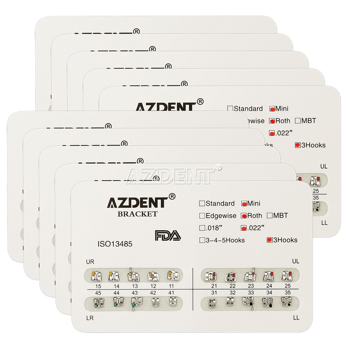 USPS AZDENT Dental Orthodontic Metal Brackets Braces Mini Roth .022 Hooks 3