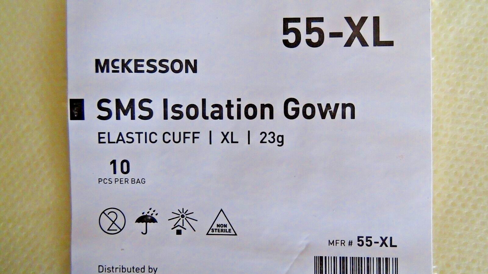 MCKESSON SMS Isolation Gown Long Sleeve Yellow (55-XL) 100 CT XL