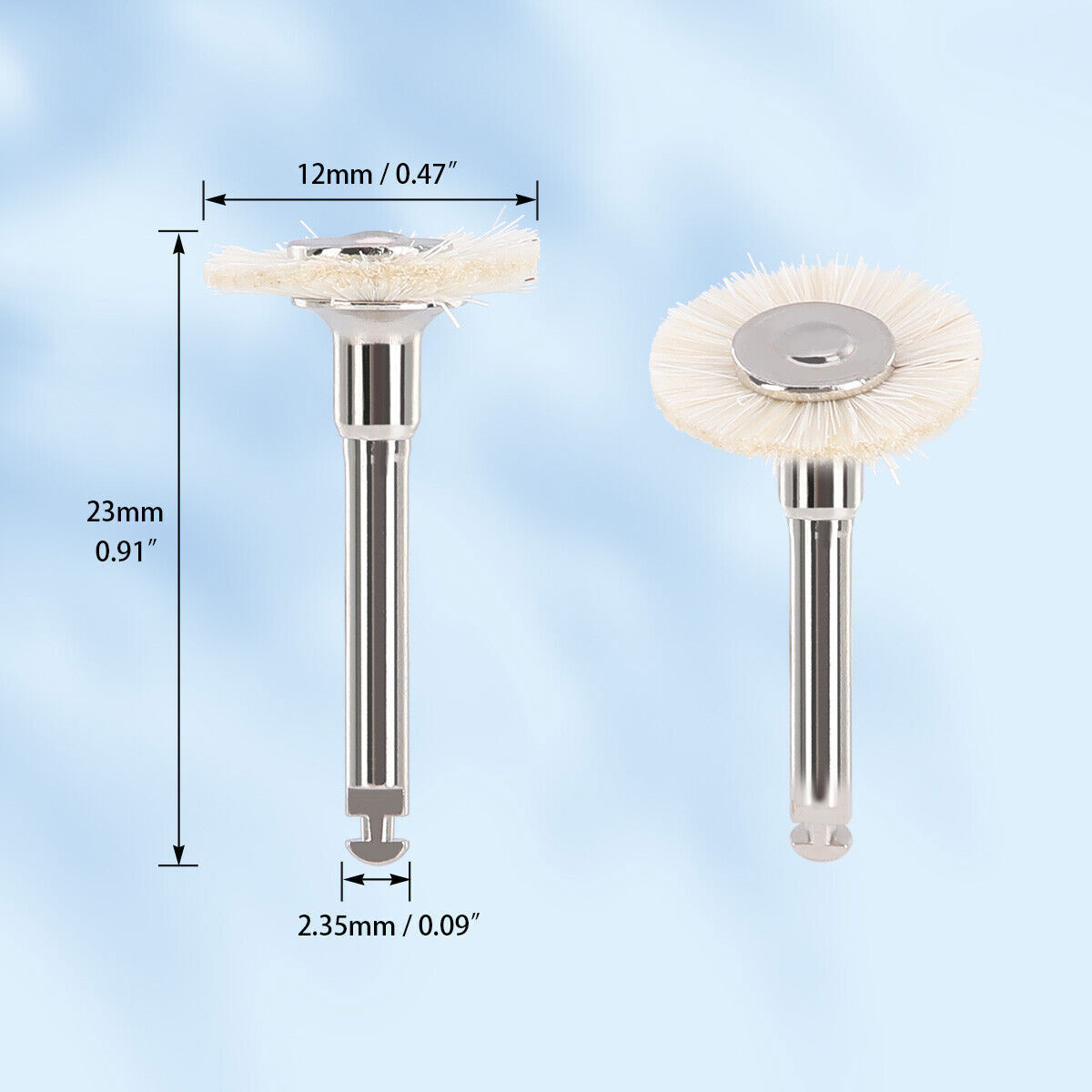 Dental Polishing Brush Wheel RA 2.35mm White Goat Hair/Felt/Cotton 5pcs/pack