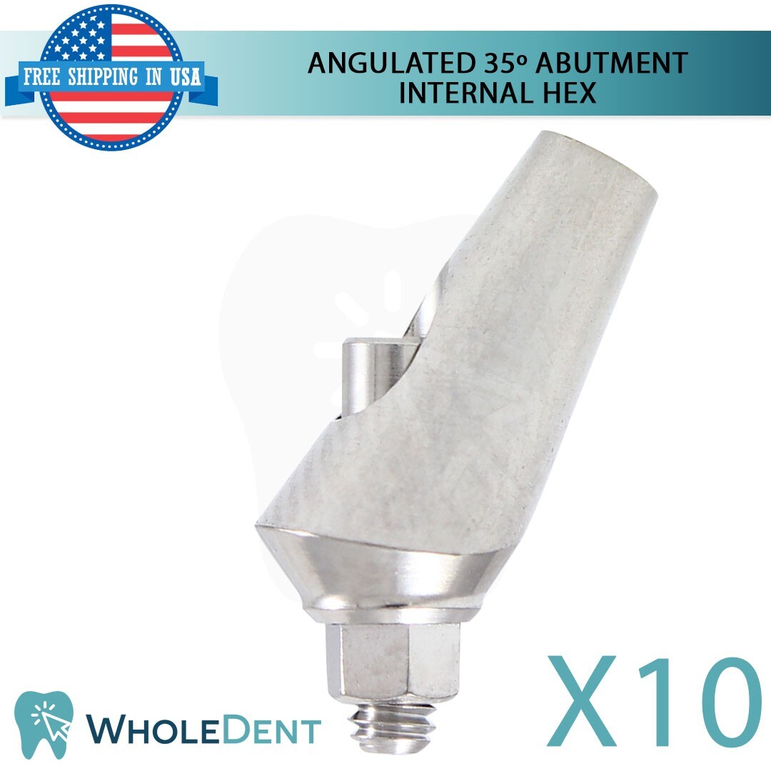 10x Angulated Aesthetic 35º Abutment Titanium Int Hex Dental