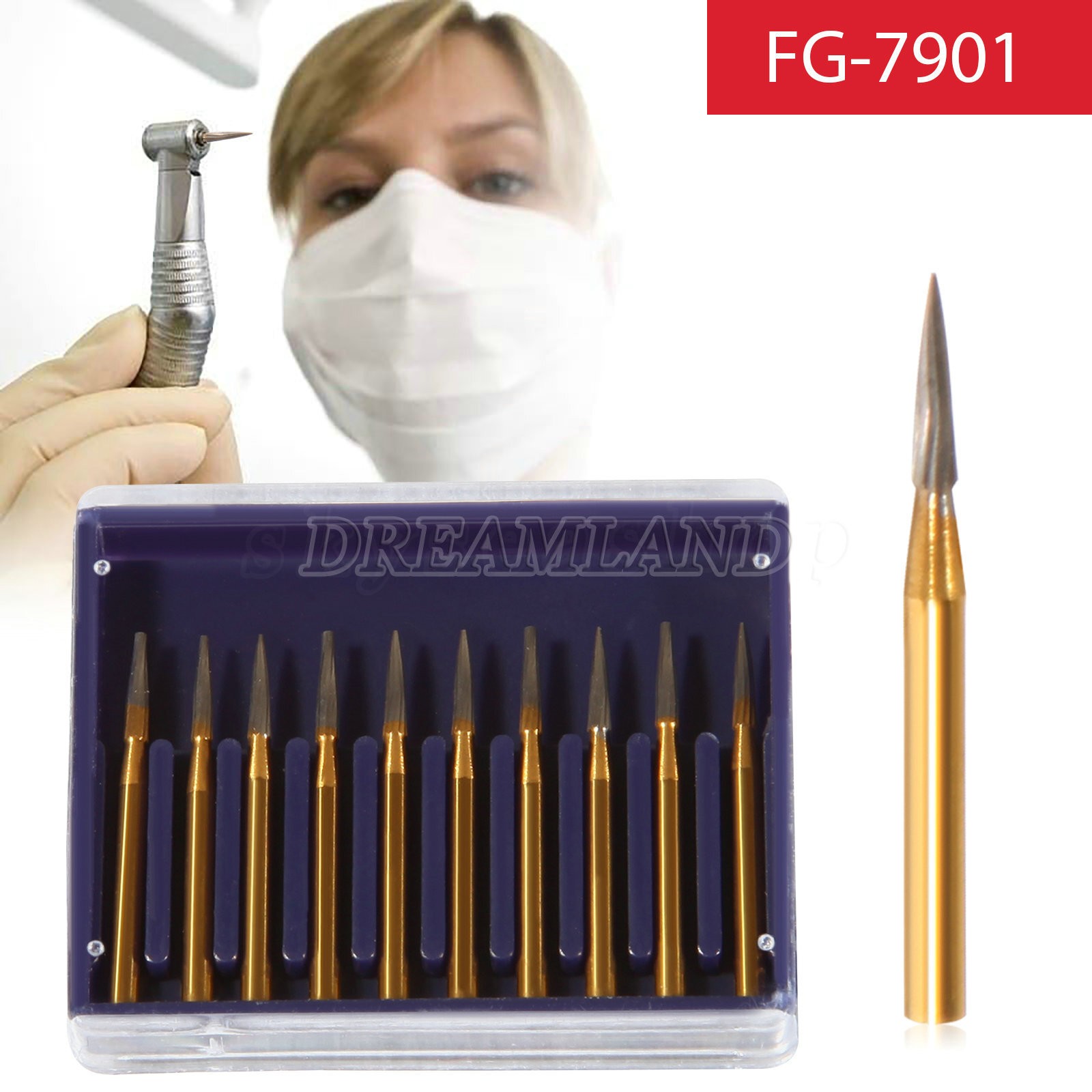 Dental Trimming&Finishing Gold Burs Tungsten Carbide Burr 19mm FG 7901/7902/7903