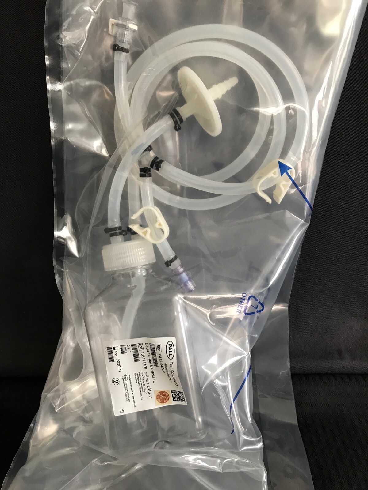 PALL Allegro 1000mL 1L 2-Port Plastic Liquid Transfer Manifold 6415-0474N