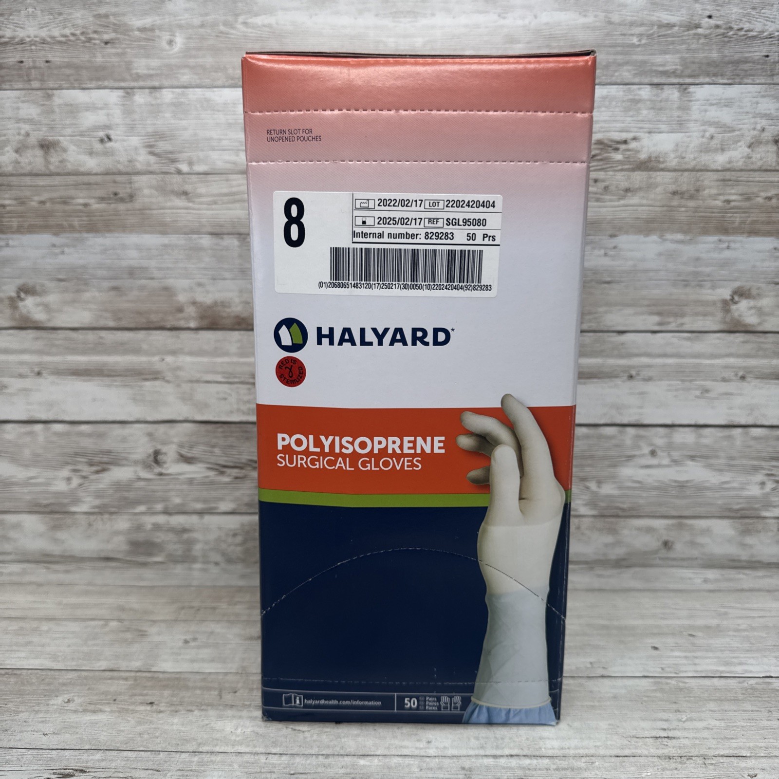 HALYARD Polyisoprene Surgical Gloves Size: 8 *1 Box 50 Pair* *See Date*2-25