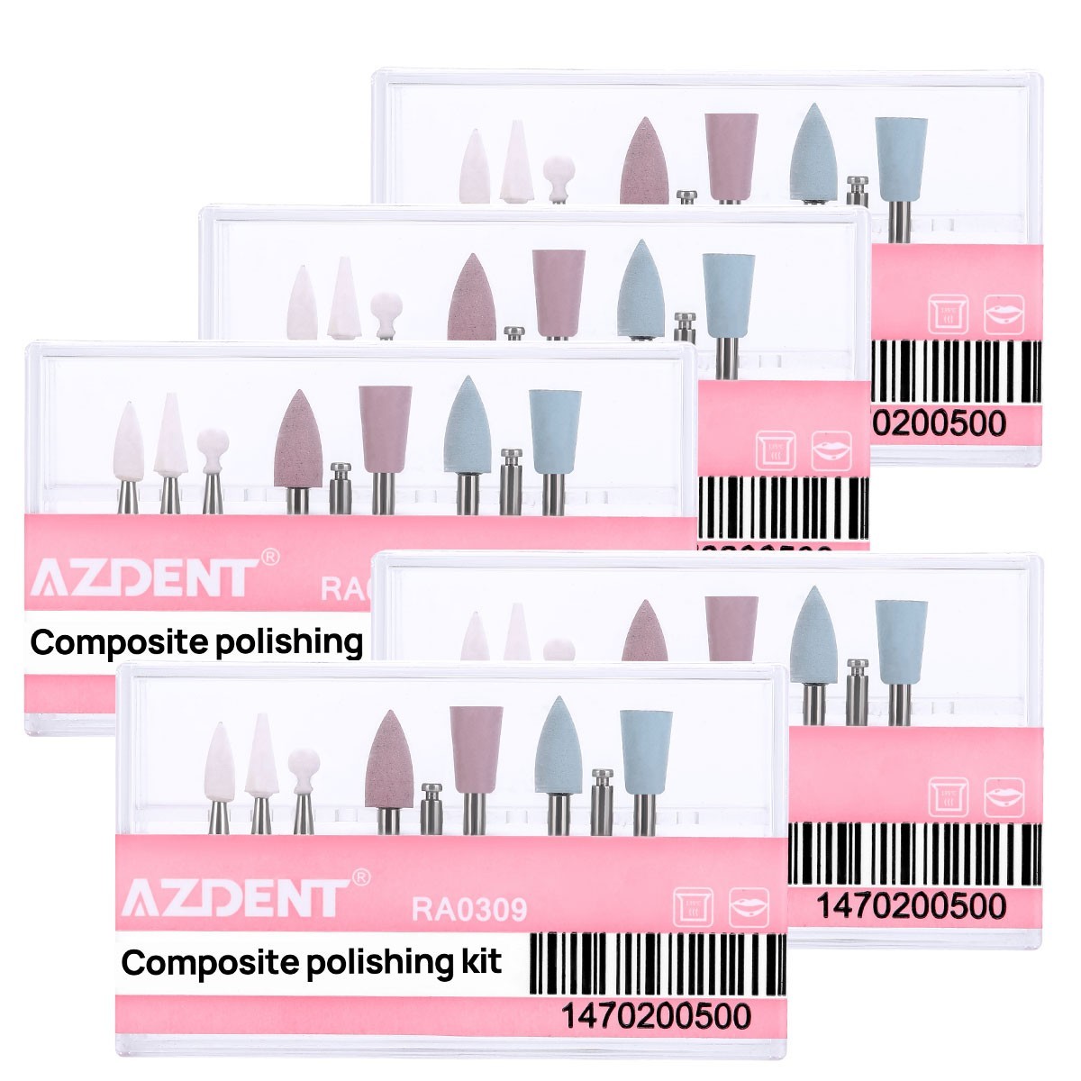 AZDENT Dental Light-Curing Resin Polishing Set Ceramic Silicon Rubber Dia.2.35mm