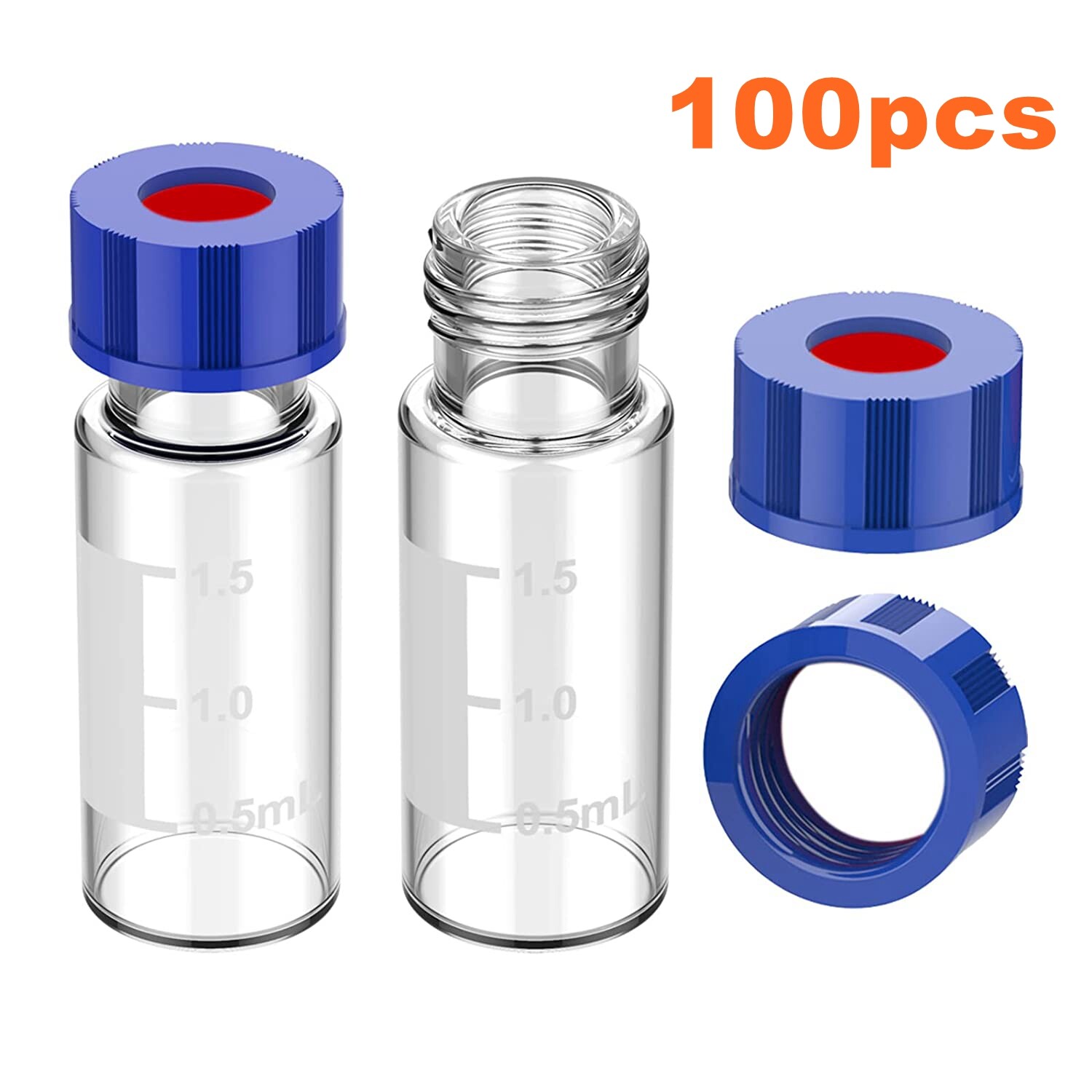 2ml Sample Clear Vials Screw Caps 9-425 HPLC GC PTFE 9mm Autosampler LAB