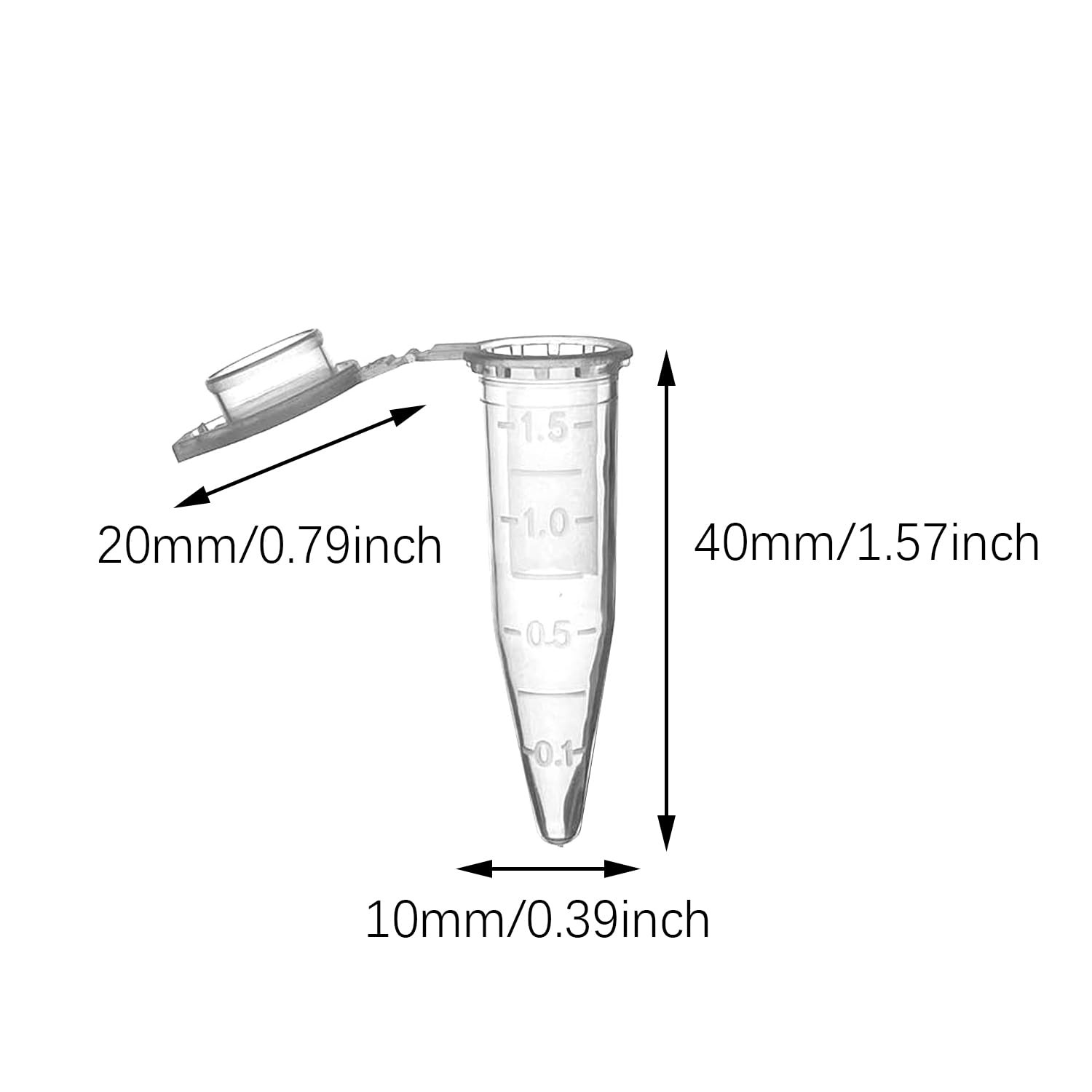 200PCS 40mm Transparent Plastic Centrifuge Tubes with Scale and Snap On Lids …