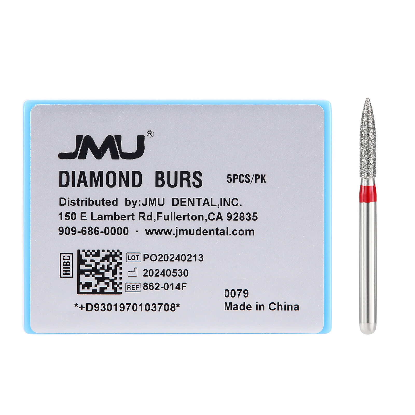 JMU Dental Diamond Burs Flame Shape Fine Grit/Extra Fine fit High Speed Handpiec