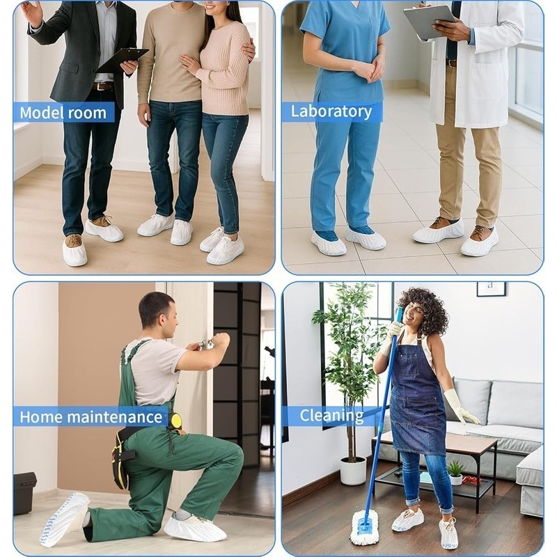 Disposable Non-Slip Shoe Covers Durable Booties Professionals Home Use