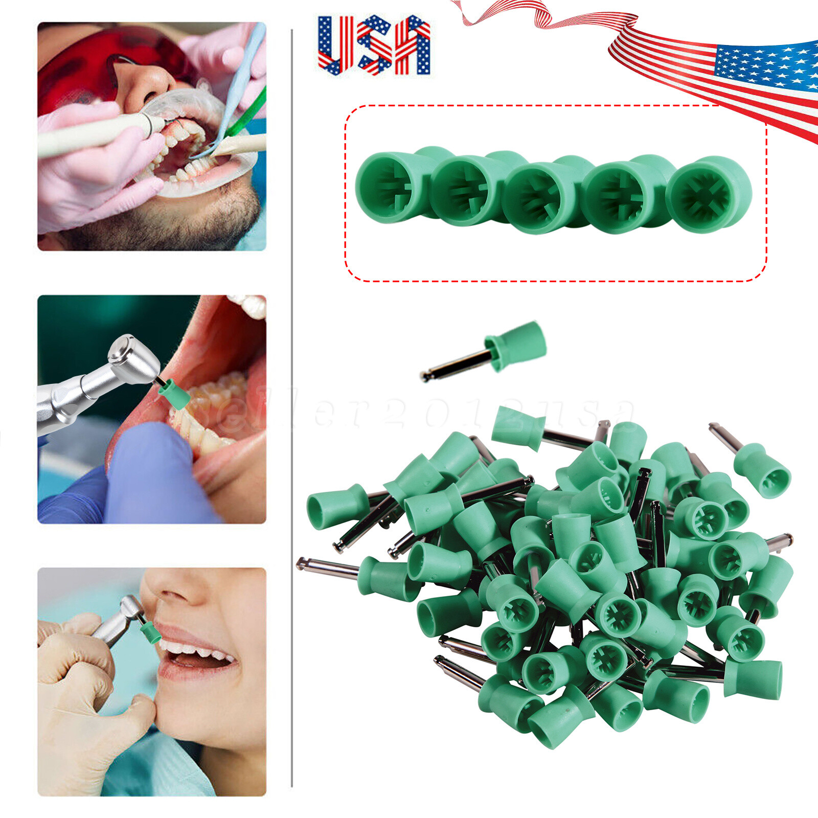100 pieces/Box Dental Prophy Tooth Polishing Cups Brushes Rubber green color