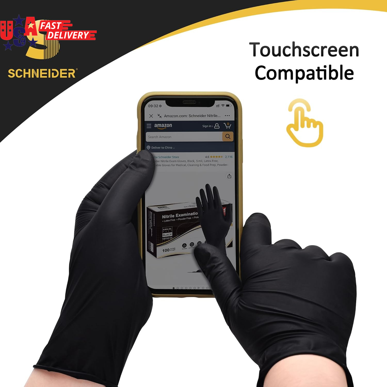 Nitrile Exam Gloves, Black Latex Free Powder Free Disposable Gloves for Medical,
