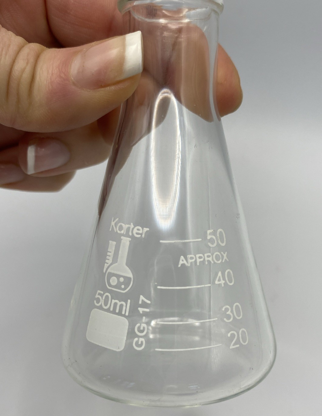 Karter Scientific 50ml GG-17 Erlenmeyer Flask Borosilica​te Glass Mini