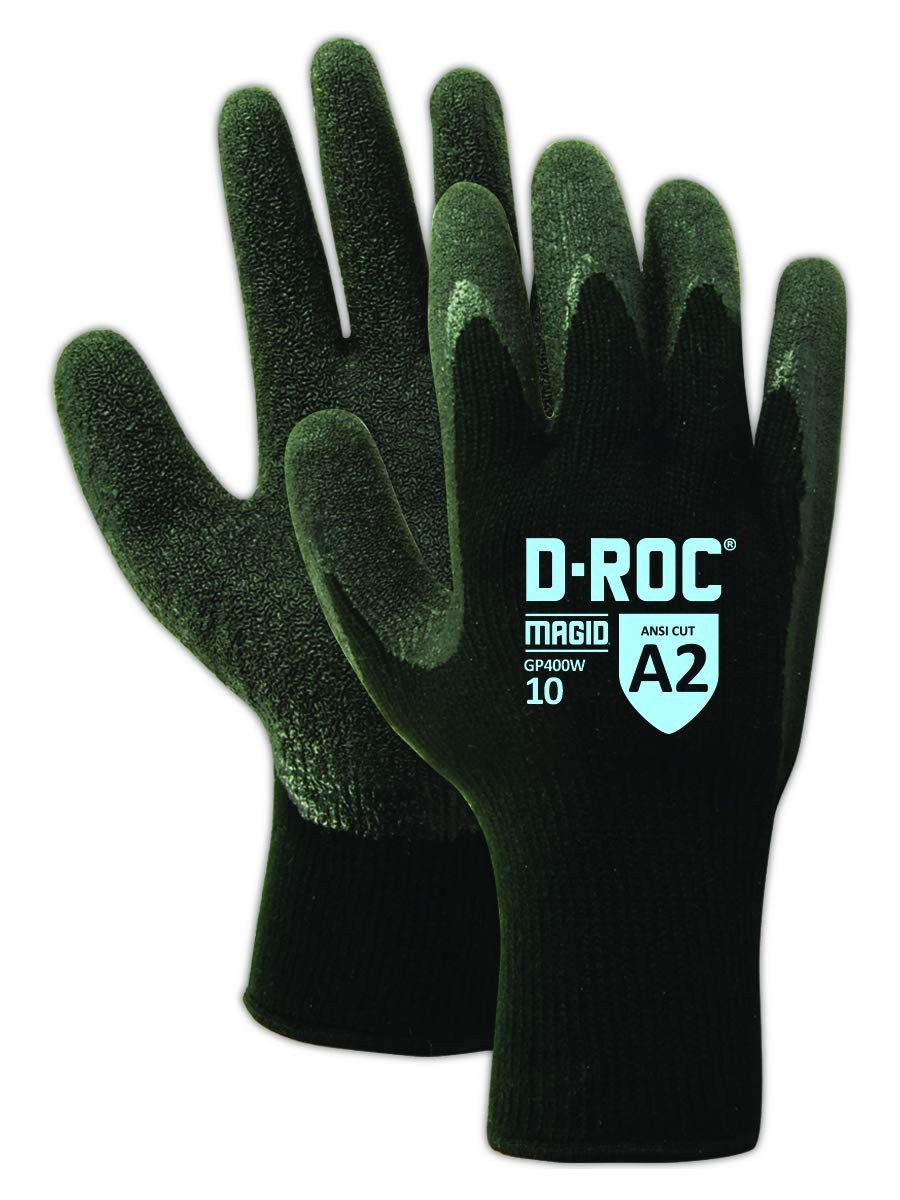 Magid D-Roc Ansi A2 Thermal Latex Palm Coated Work Gloves 24 Pairs Gp400W