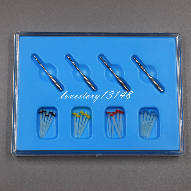 1 Box Dental Fiber Set 20 Pcs Fiber Post With 4 Drills Glass Straight Pile Resin