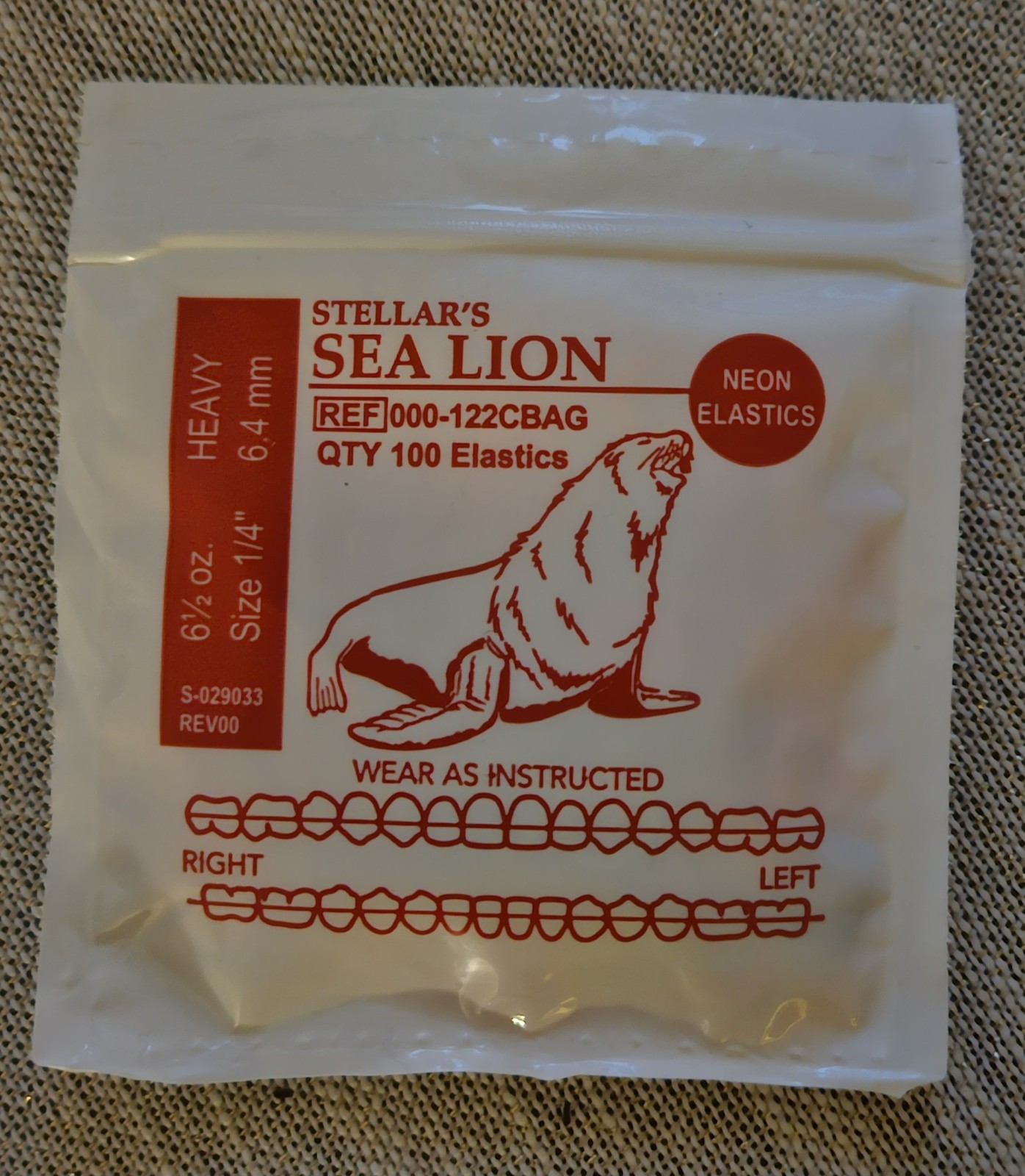 1 Stellar’s Sea Lion Neon American Orthodontics Dental Elastics Braces Bands