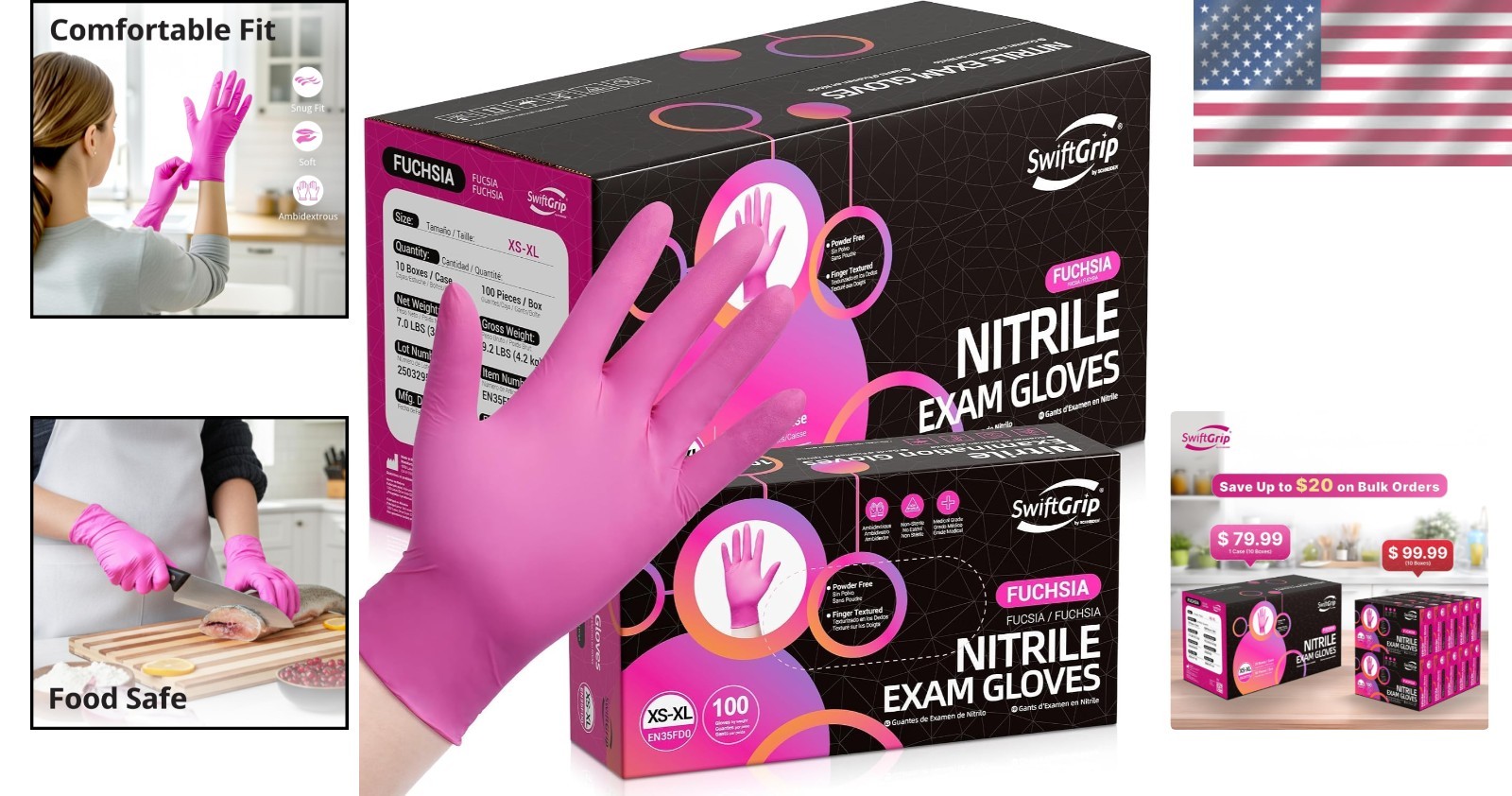 Fuchsia Powder-Free Gloves – Disposable, Latex-Free, 1000ct