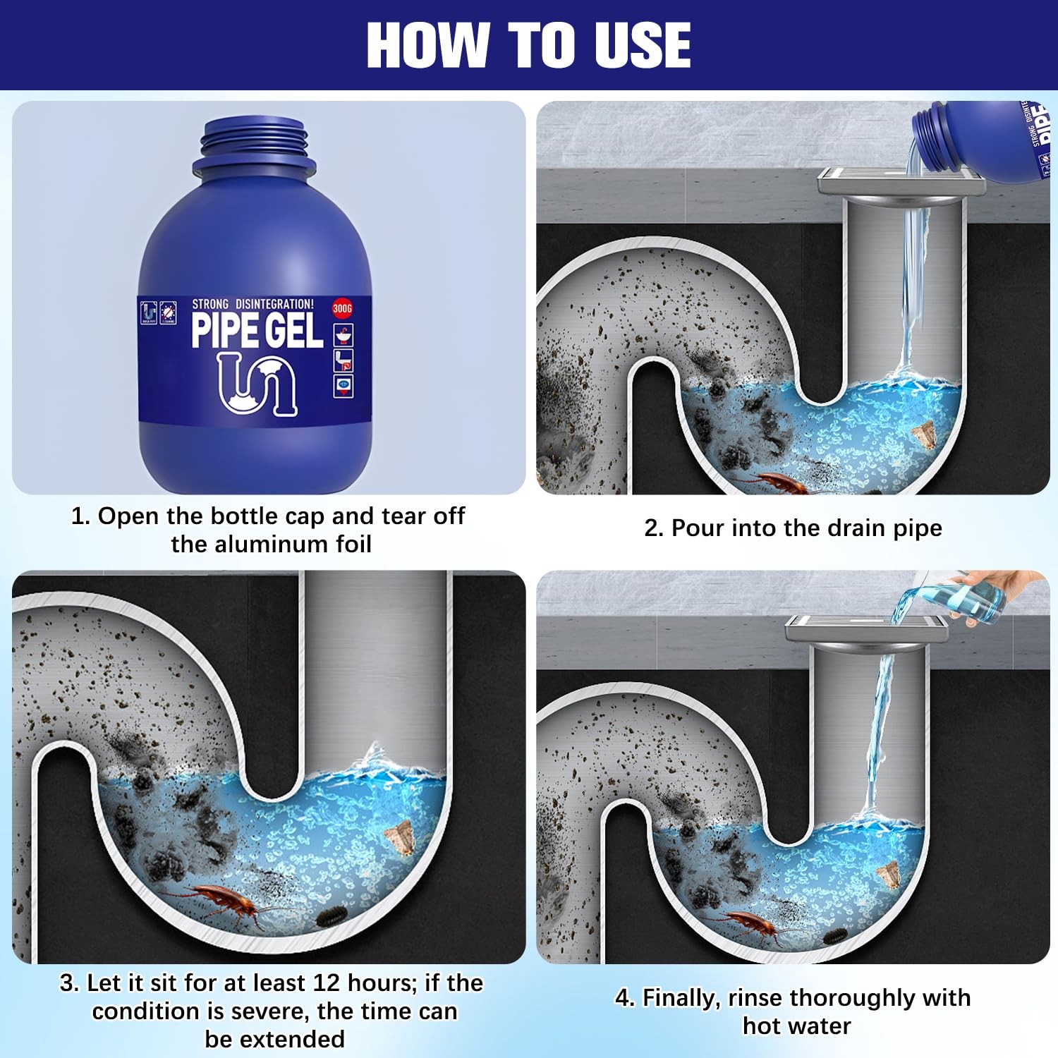 Pipe Bobo Drain Cleaner for Kitchen Sink, Powerful Unclogging,…