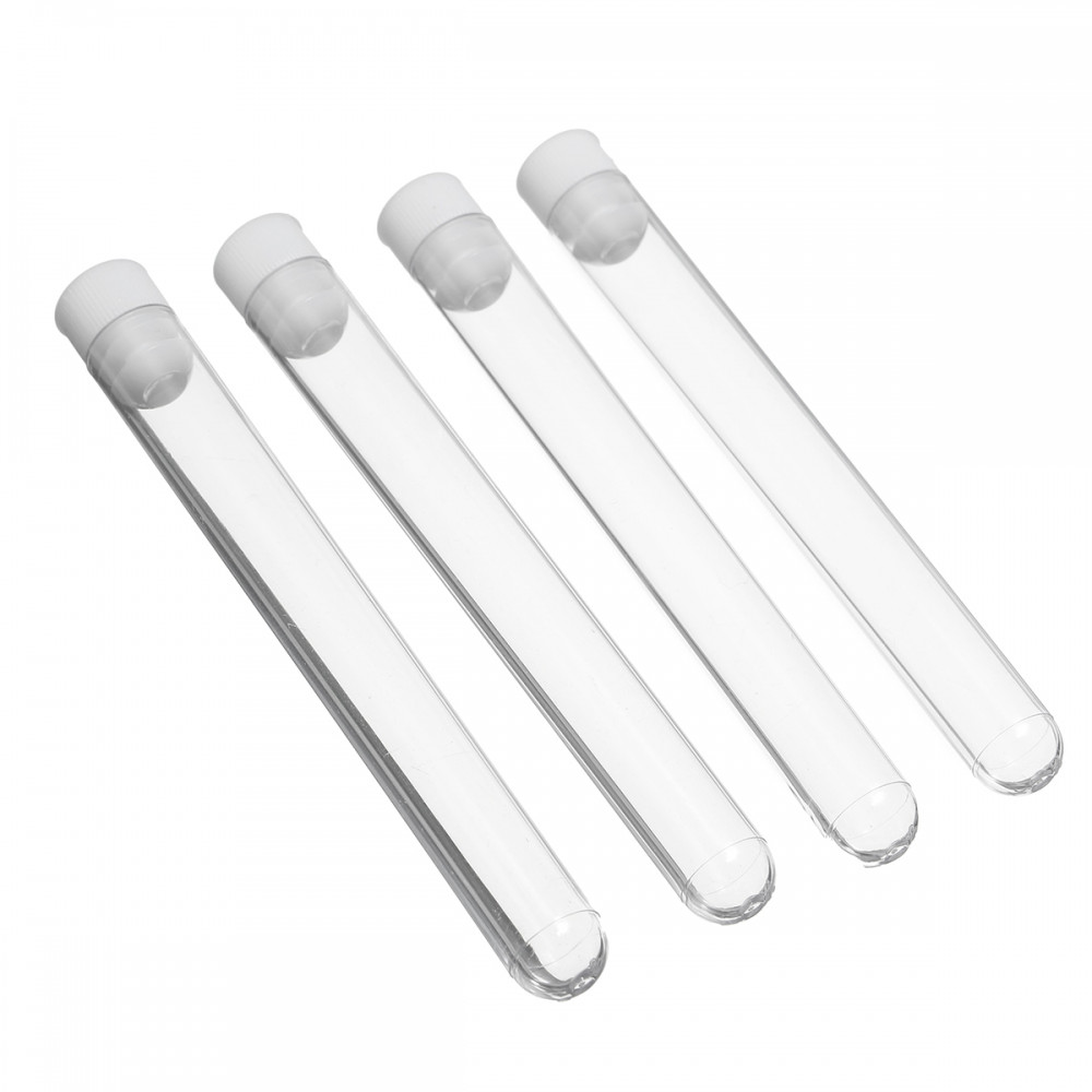 10Pcs Transparent Clear Plastic Test Tubes Vials with Lid Push Caps Kit Supplies