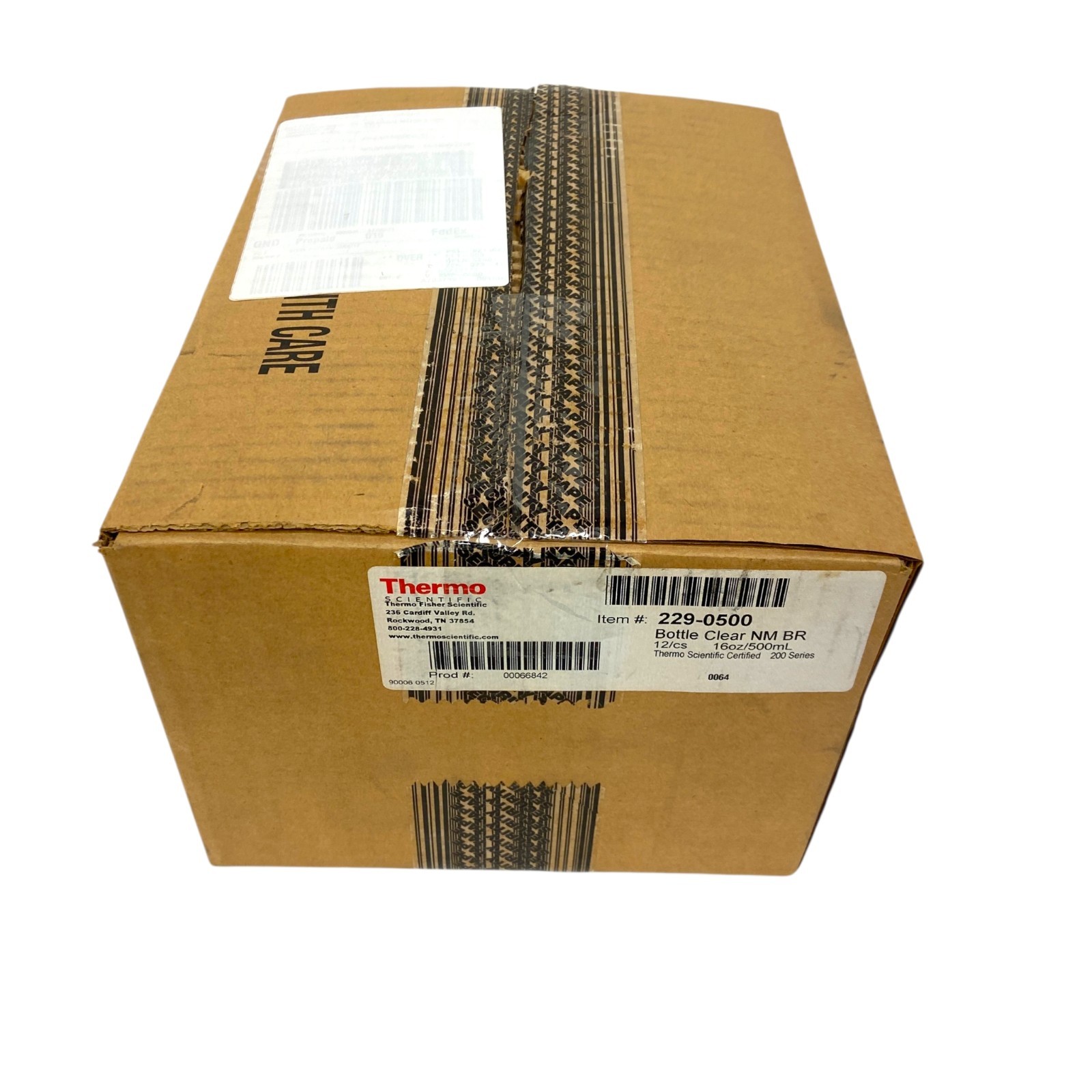 Thermo Scientific 229-0500 Clear Glass Boston Round Bottles 16oz 500mL Box of 10