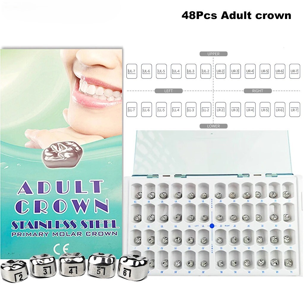 5/48/96pc Dental Kids Adult Crown Primary Molar Pediatric Crowns stainless steel