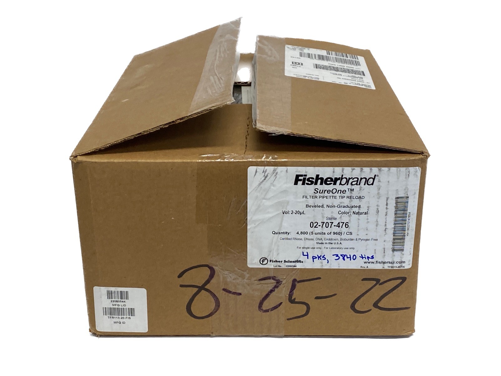 (3840) FISHERBRAND SureOne 20uL Micropoint Filter Reload Pipet Tips 02-707-476