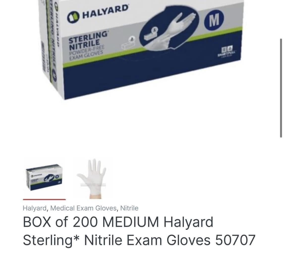 Halyard Sterling* Nitrile Exam Gloves 🧤 Gray 1 x BOX of 200 MEDIUM