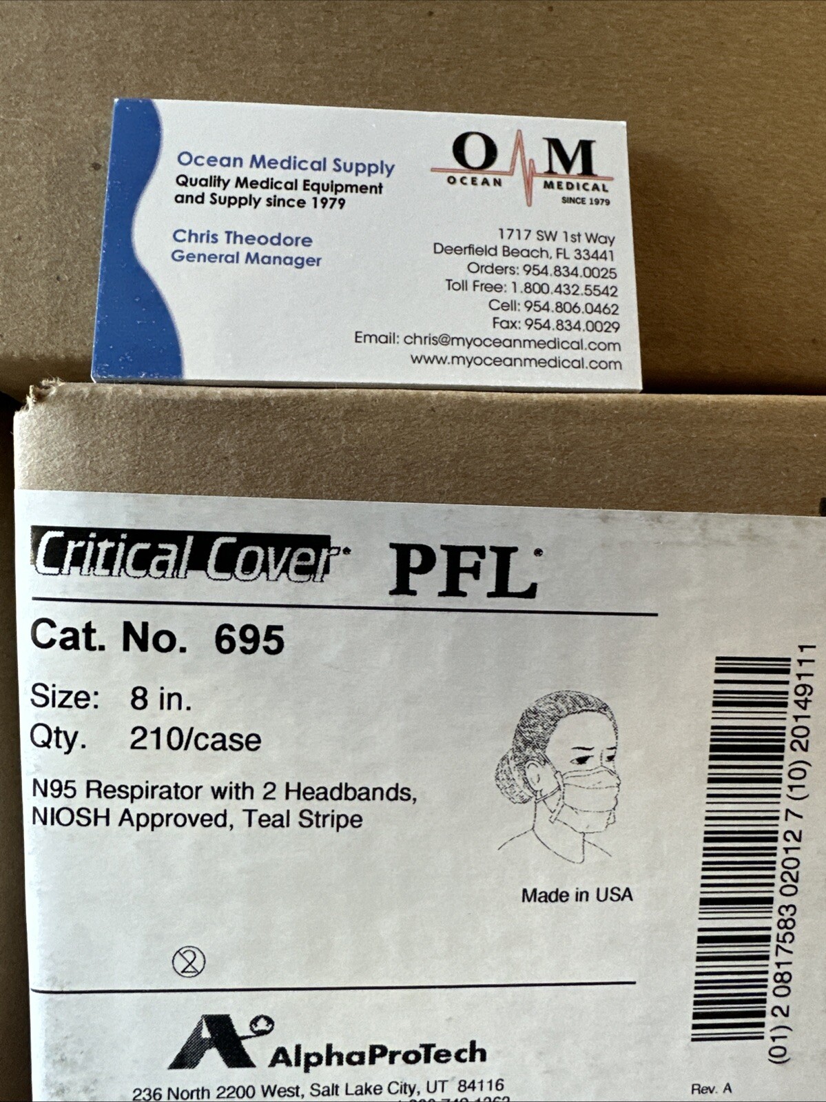 N95 Masks, Case Of 210, Made In The USA By AlphaProTech #695, Critical Care PFL!