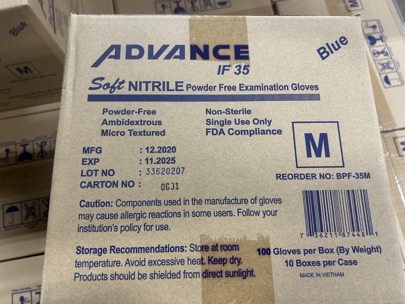 Advance IF 35 Soft Nitrile Diamond Gloves 10×100 (1000 Ct) Medium