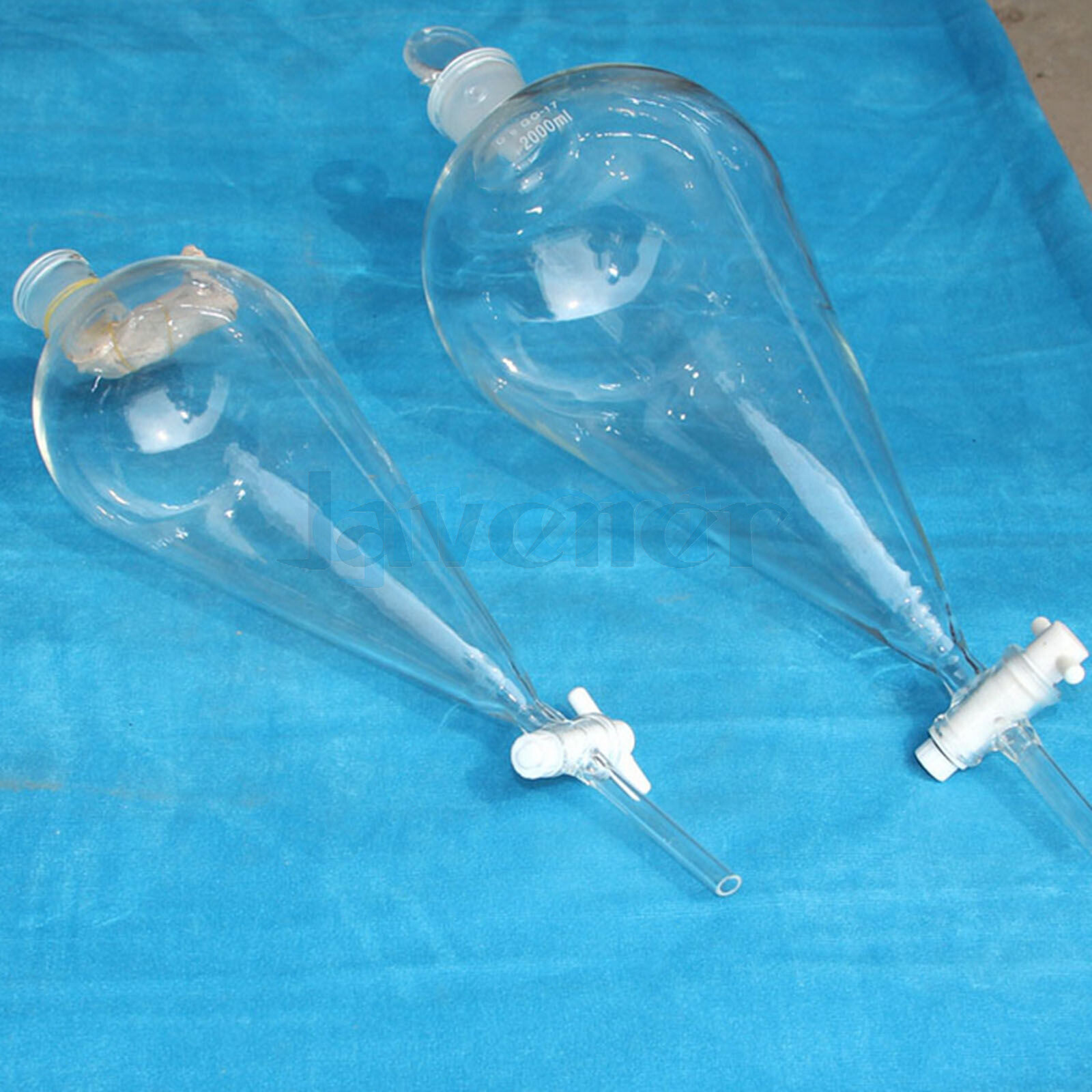 60/125/250/500ml Standard Stopper Pear Shaped Separatory Funnel & PTFE Stopcock